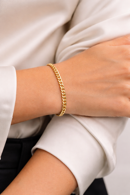 Cuban Bracelet 4 mm in 18K Gold
