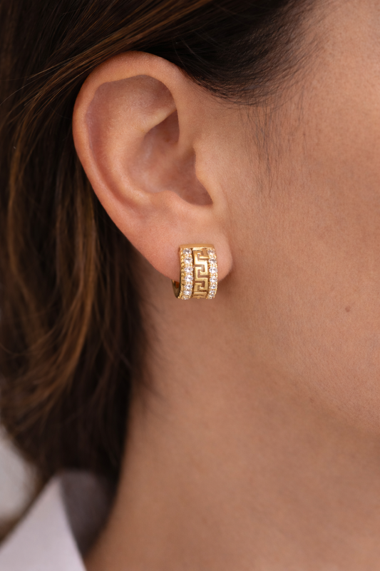 Hoops Greca in 18k Gold – 15 mm