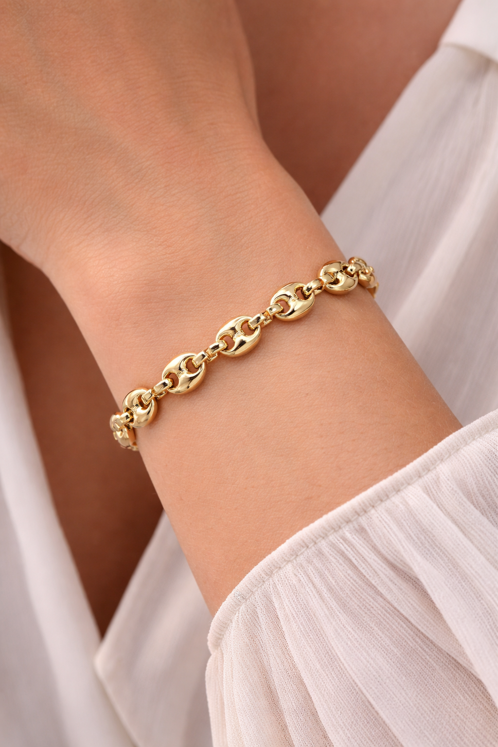 Mariner Gold Chain Bracelet in 18K Gold –7mm