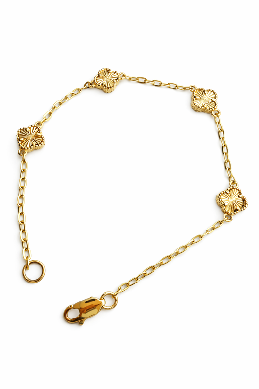 Pulsera Trébol en Oro 18 Kilates – 6 Inches