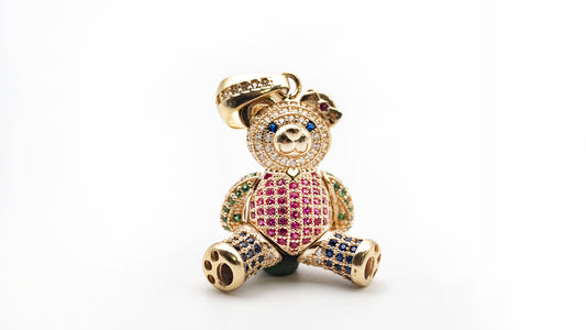 Teddy Bear Pendant – 18K Gold (Articulated)